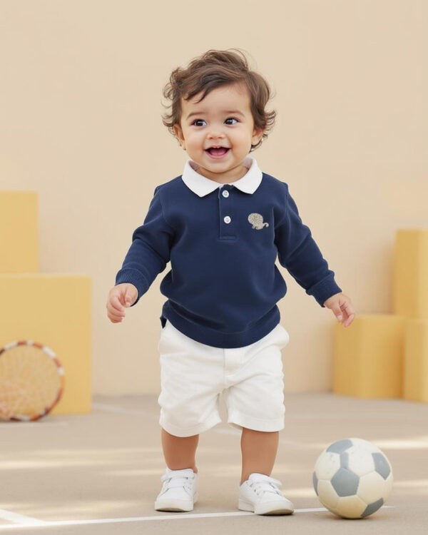 boys full sleeve white collar tshirt