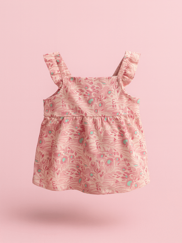 Girls pink floral sleeveless frock