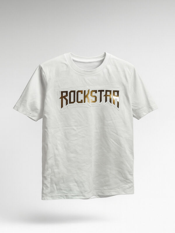 White rockstar boys half sleeve tee