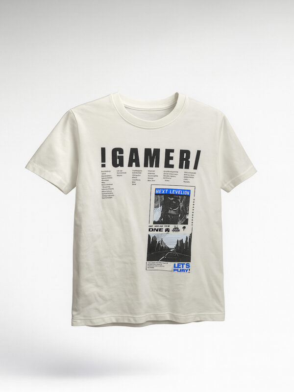 White half sleeve boys "GAMER" tshirt