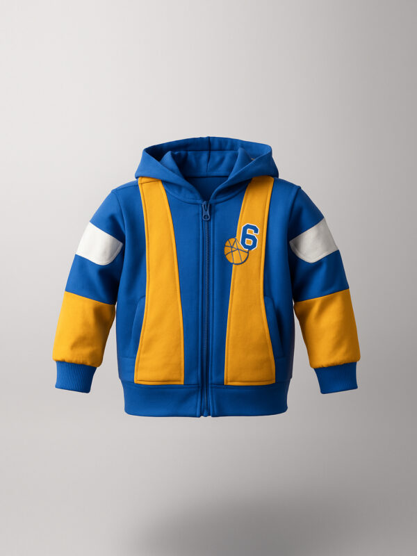 Yellow striped blue hoodie - Image 4