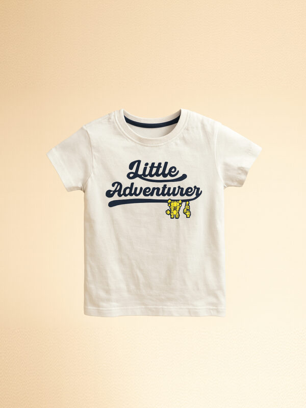 Little adventurer boys White tee