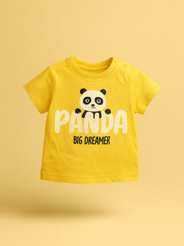 Yellow panda girls half sleeve tee