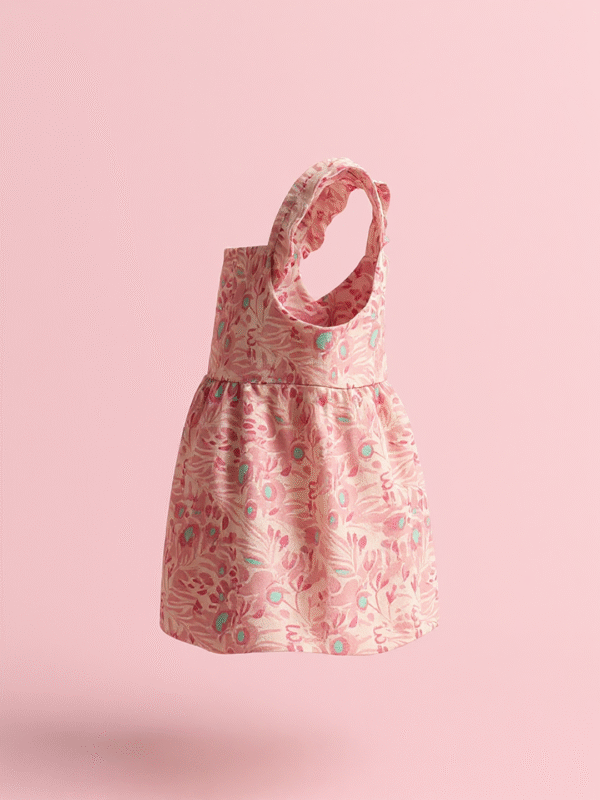 Girls pink floral sleeveless frock - Image 3