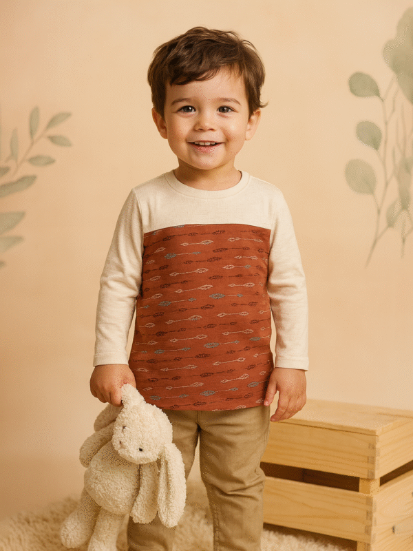 White & brown boys full sleeve tshirt