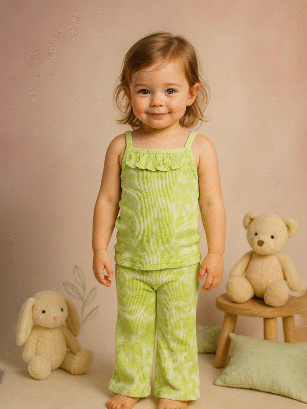 Green sleeveless girls co-ord set