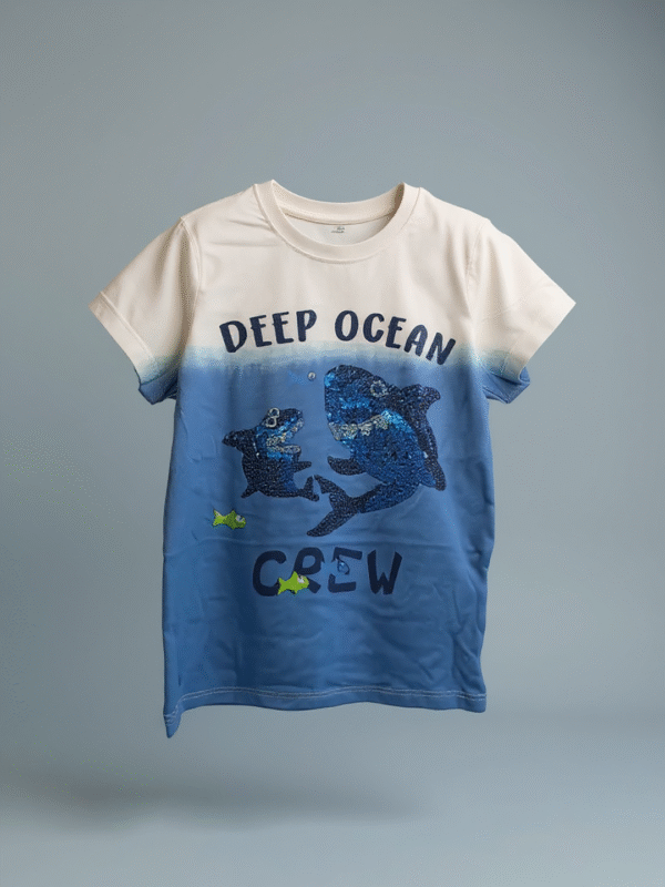 Deep ocean white & blue boys tshirt