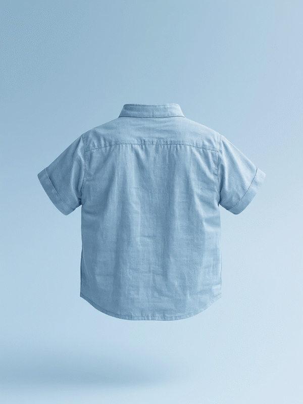 Sky blue boys cotton shirt - Image 5