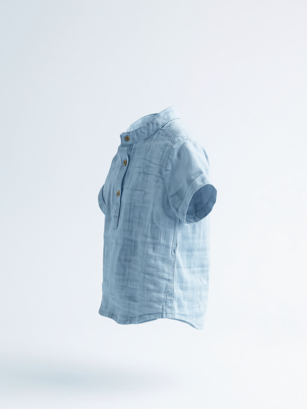 Sky blue boys cotton shirt - Image 4