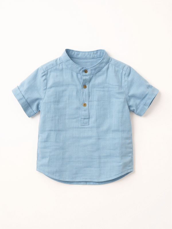 Sky blue boys cotton shirt - Image 3
