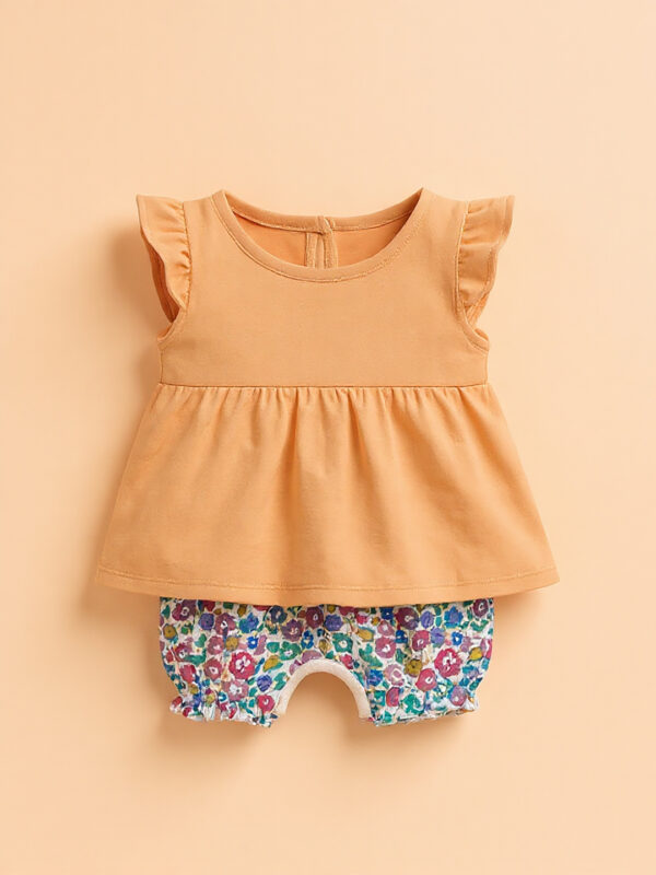 Girls peach floral set