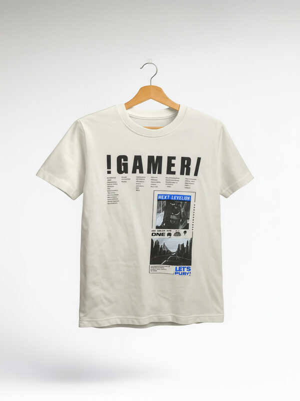 White half sleeve boys "GAMER" tshirt - Image 3