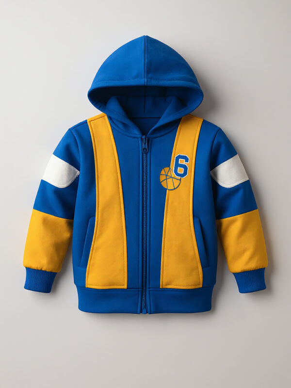 Yellow striped blue hoodie - Image 2