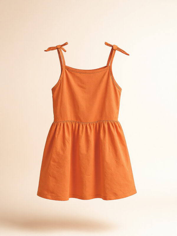 Peach sleeveless girls long frock