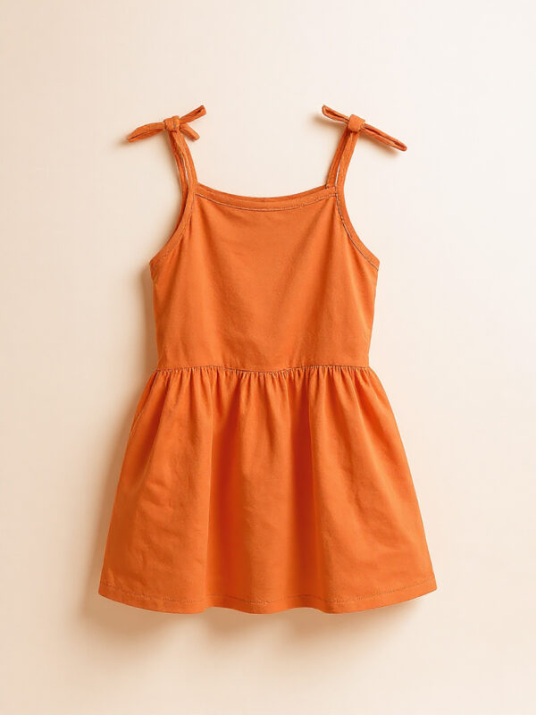Peach sleeveless girls long frock - Image 3
