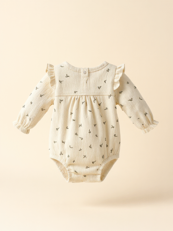 Green patterned beige baby romper - Image 4