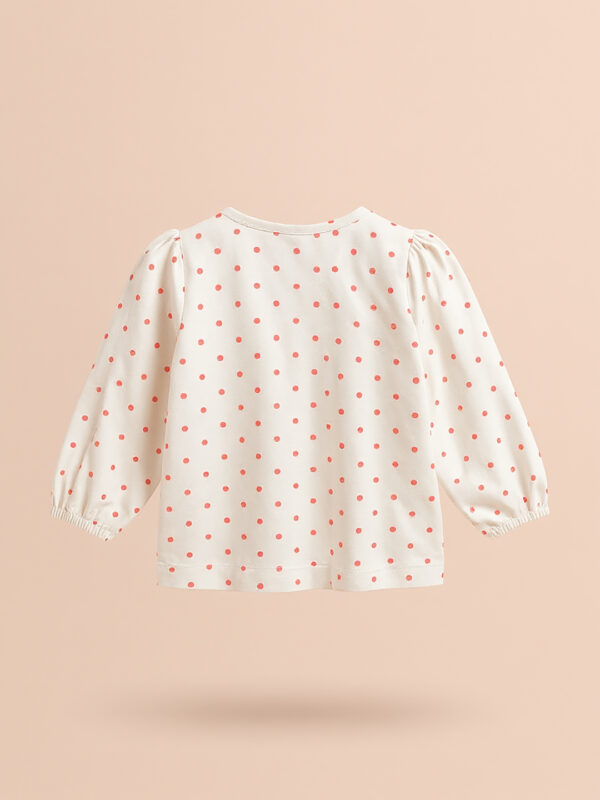 Red polka dot white full sleeve girls top - Image 2