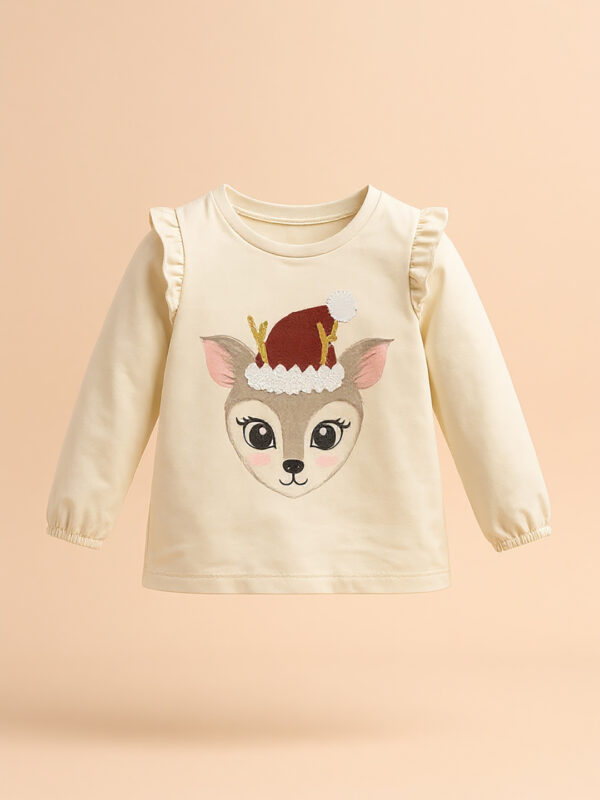 Christmas deer beige girls top