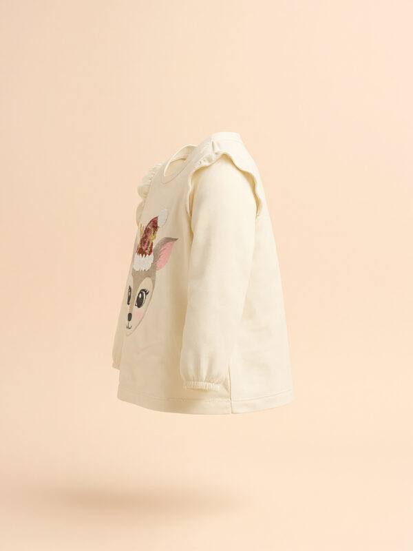 Christmas deer beige girls top - Image 3