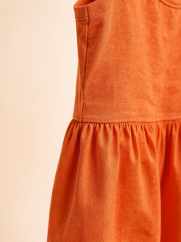 Peach sleeveless girls frock - Image 4