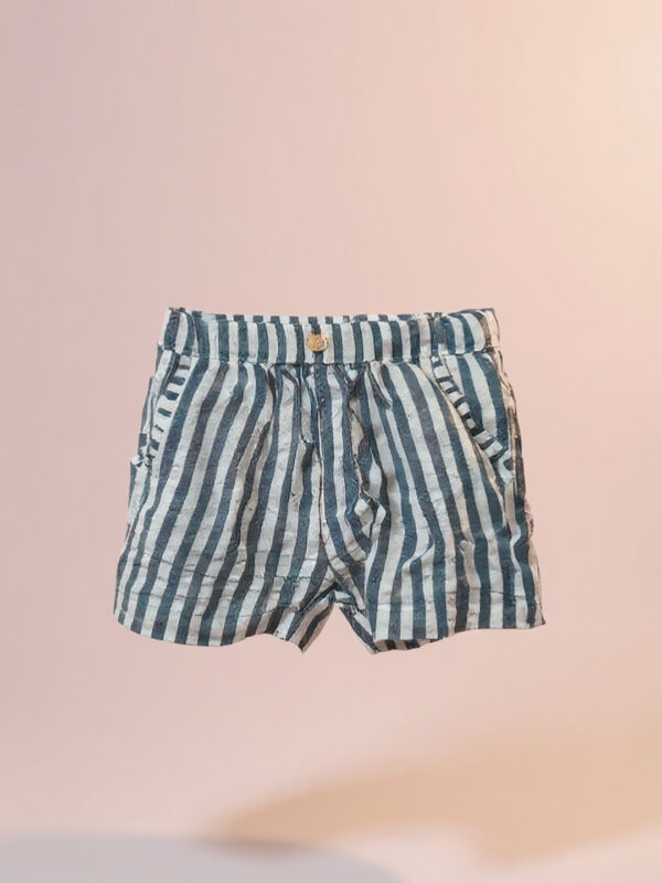 Blue & white striped shorts - Image 3