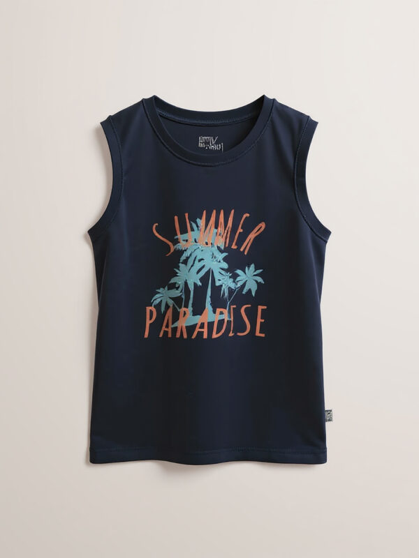 "Summer Paradise" navy sleeveless tee