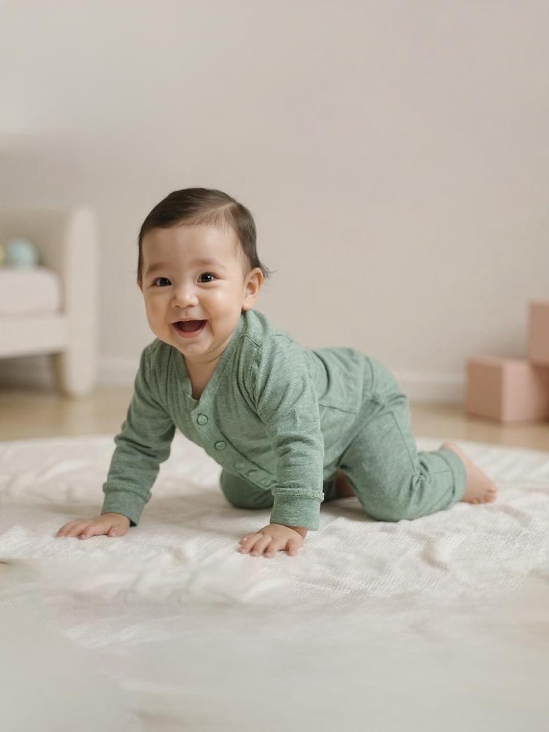 Green Baby full sleeve rompers