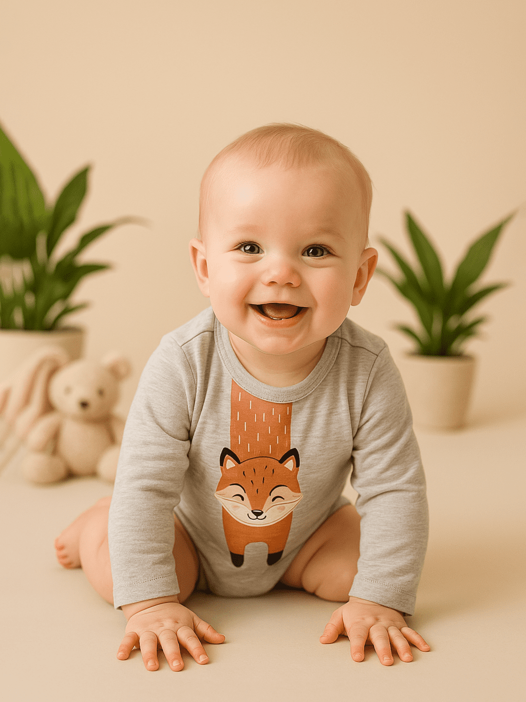 Grey foxy Newborn rompers