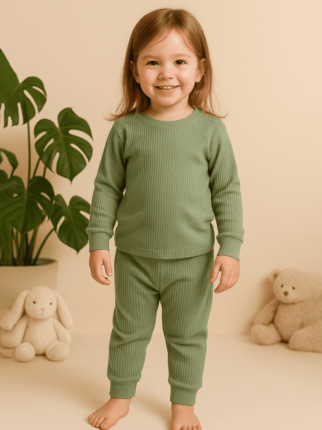 Green full sleeve girls night set