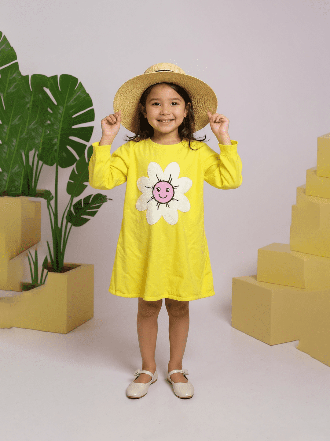 Yellow daisy girls sweatshirt